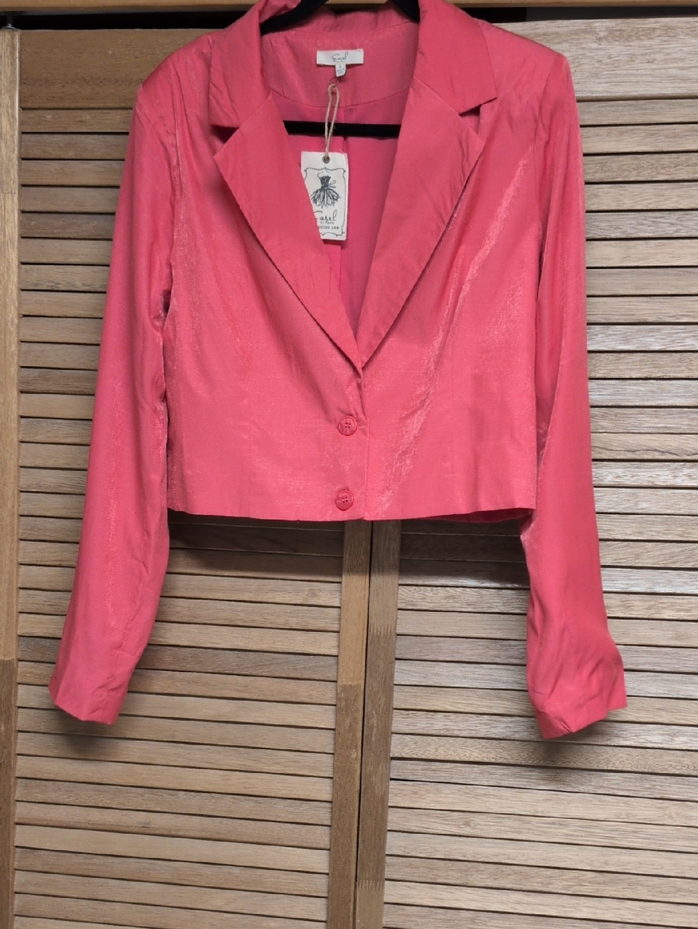 easel Cropped Coral-Pink Blazer Jacket